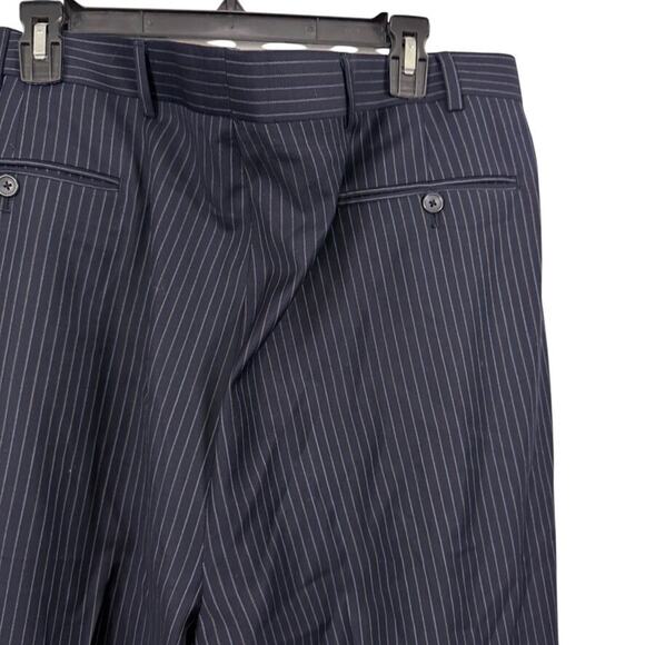 Bachrach Navy 3 Button 2 Piece Suit Jacket Pants Pinstriped Mens sz 46 Long - Picture 5 of 16